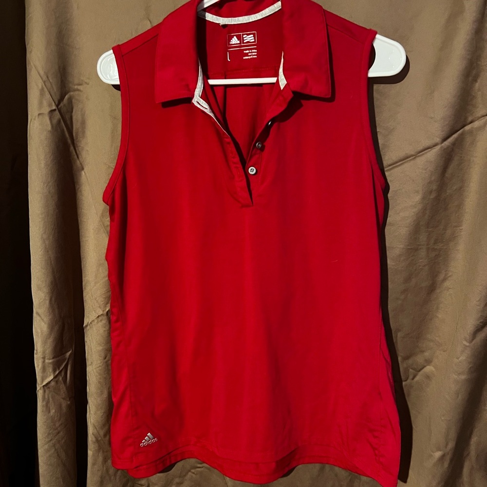 Adidas Women's Pink Sleeveless Polo Top